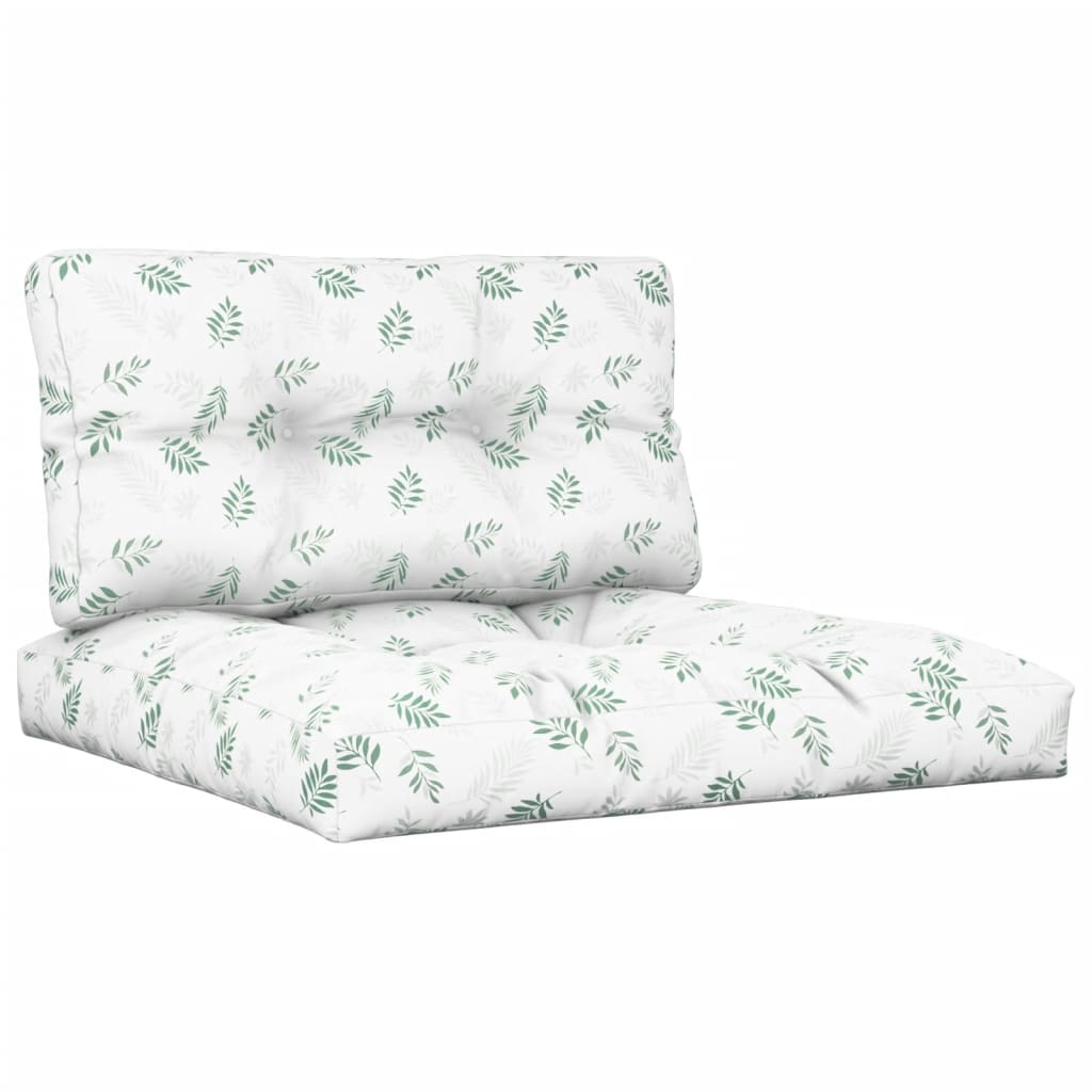 Coussins de palette vidaxl 2 st motif de feuille de tissu