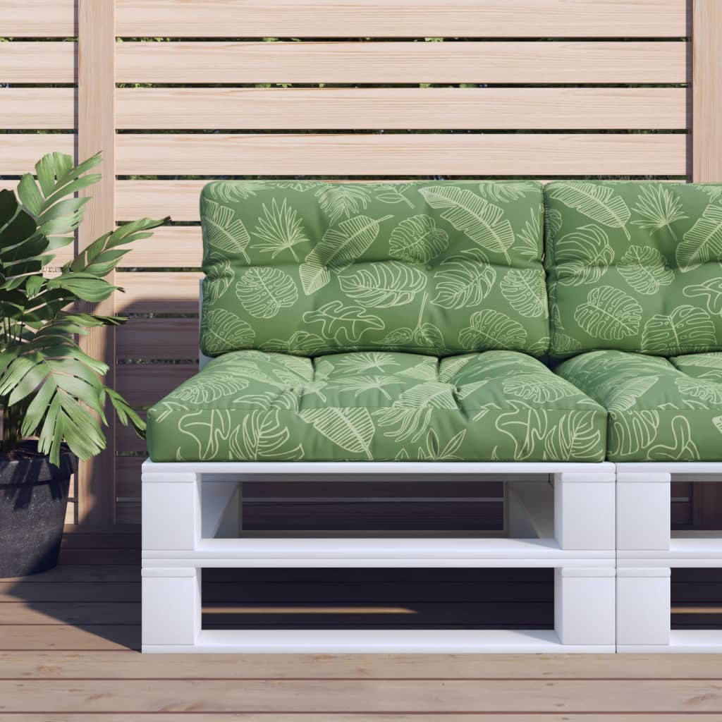 Coussins de palette vidaxl 2 st motif de feuille de tissu