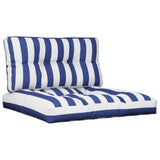 VidaXL coussins de palette 2 pcs tissu rayé blanc et bleu - afbeelding 2