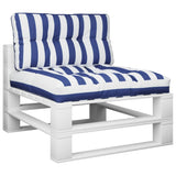 VidaXL coussins de palette 2 pcs tissu rayé blanc et bleu - afbeelding 3