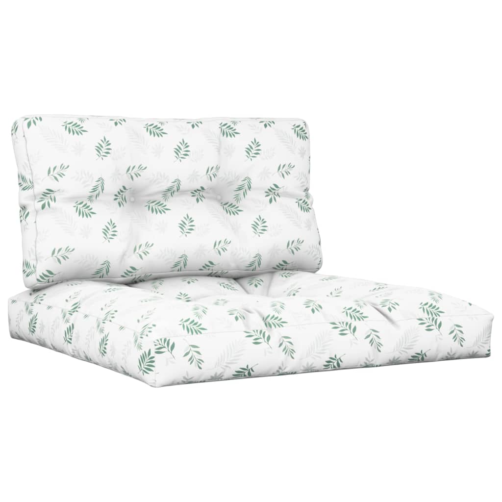 Coussins de palette vidaxl 2 st motif de feuille de tissu