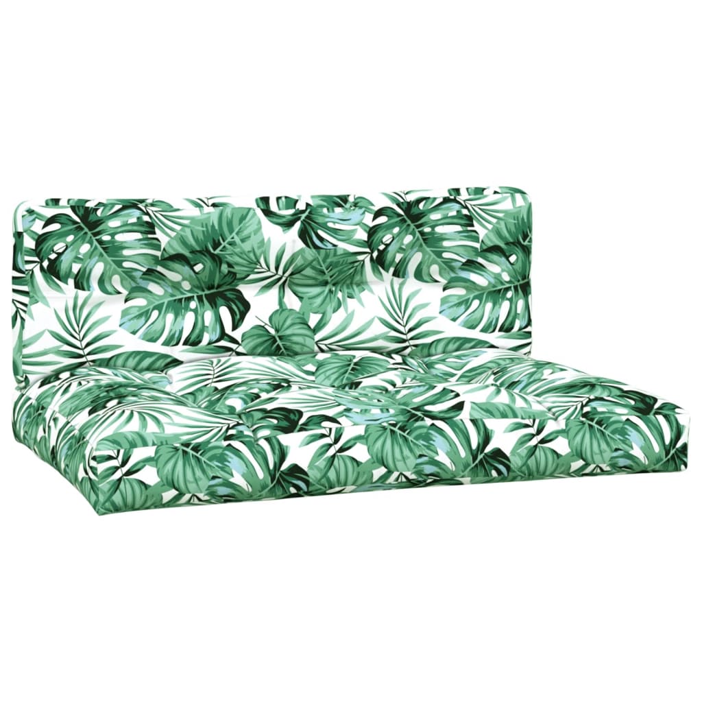 Coussins de palette vidaxl 2 st motif de feuille de tissu