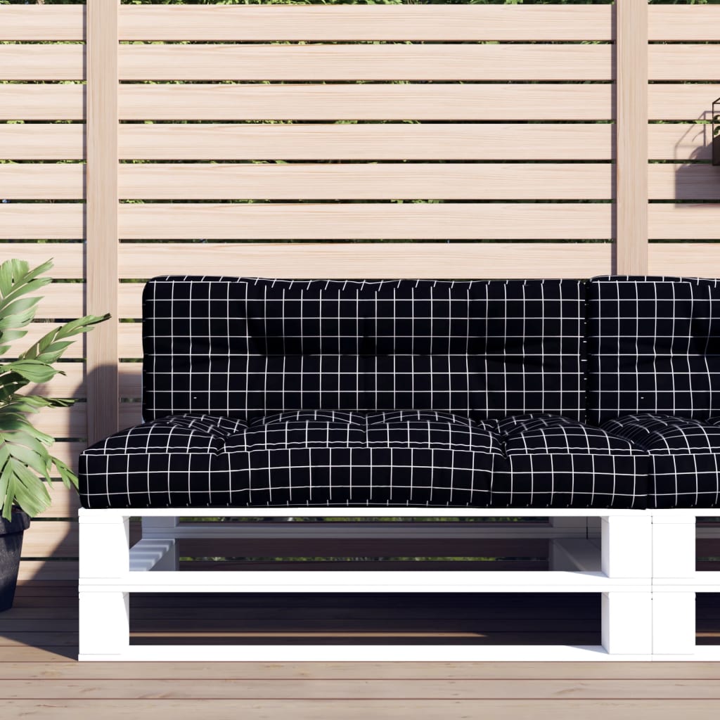 Coussins de palette vidaxl 2 st tissu diamant motif noir