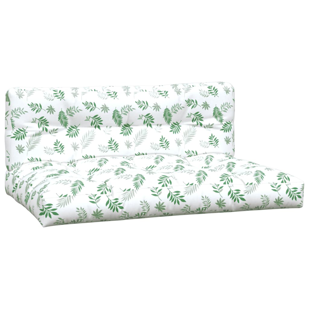 VidaXL coussins de palette 2 pcs tissu motif feuille
