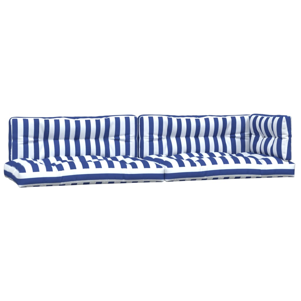Coussins de palette vidaxl 5 tissu rayé stripé blanc et bleu