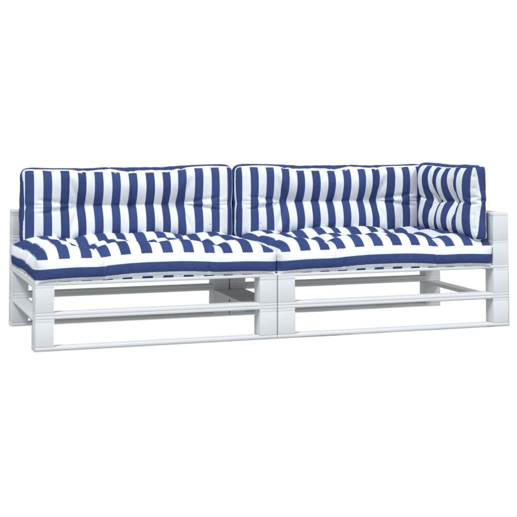 Coussins de palette vidaxl 5 tissu rayé stripé blanc et bleu