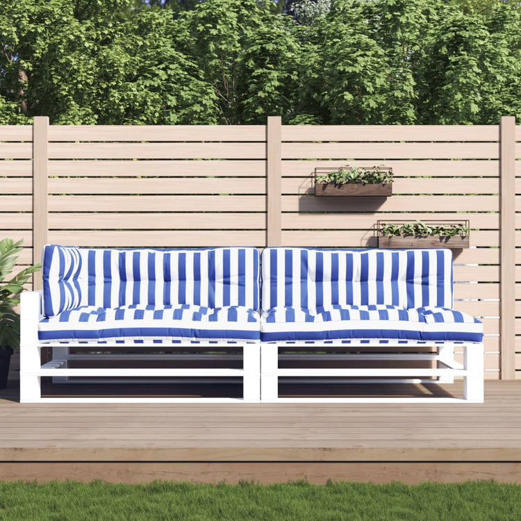 Coussins de palette vidaxl 5 tissu rayé stripé blanc et bleu