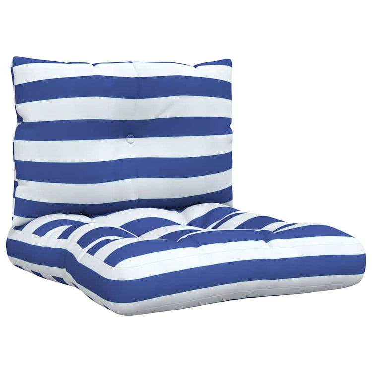 Vidaxl Pallet Cushions 2 Stripped Oxford tissu blanc et bleu