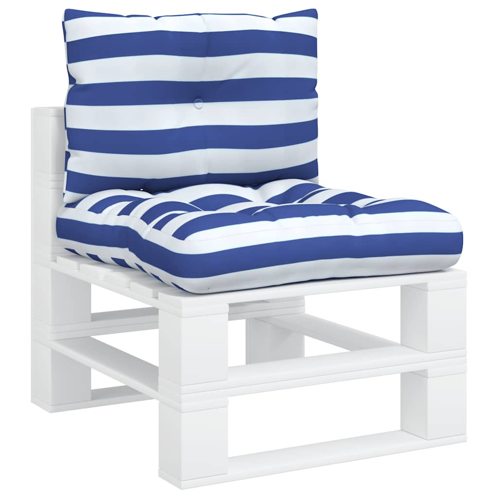 Vidaxl Pallet Cushions 2 Stripped Oxford tissu blanc et bleu