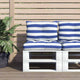 Vidaxl Pallet Cushions 2 Stripped Oxford tissu blanc et bleu