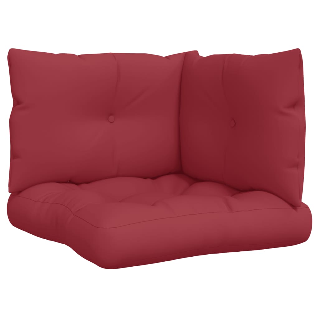 Coussins de palette vidaxl 3 st tissu vin rouge