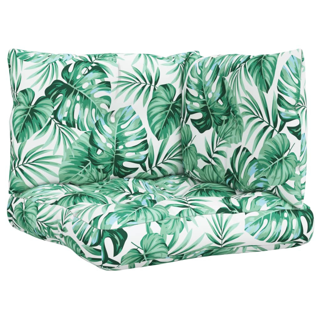 Coussins de palette vidaxl 3 st motif de feuille de tissu
