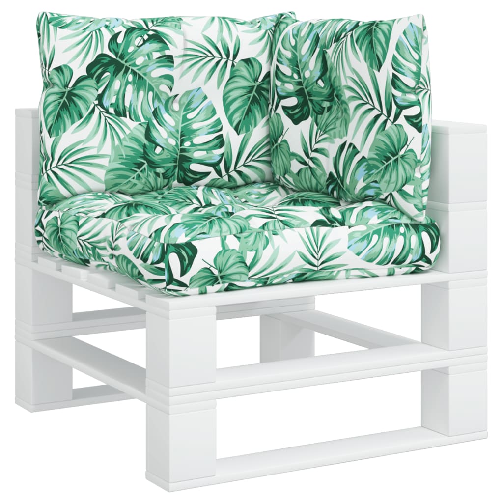 Coussins de palette vidaxl 3 st motif de feuille de tissu