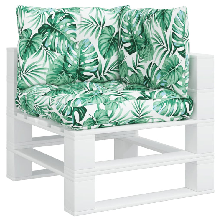 Coussins de palette vidaxl 3 st motif de feuille de tissu