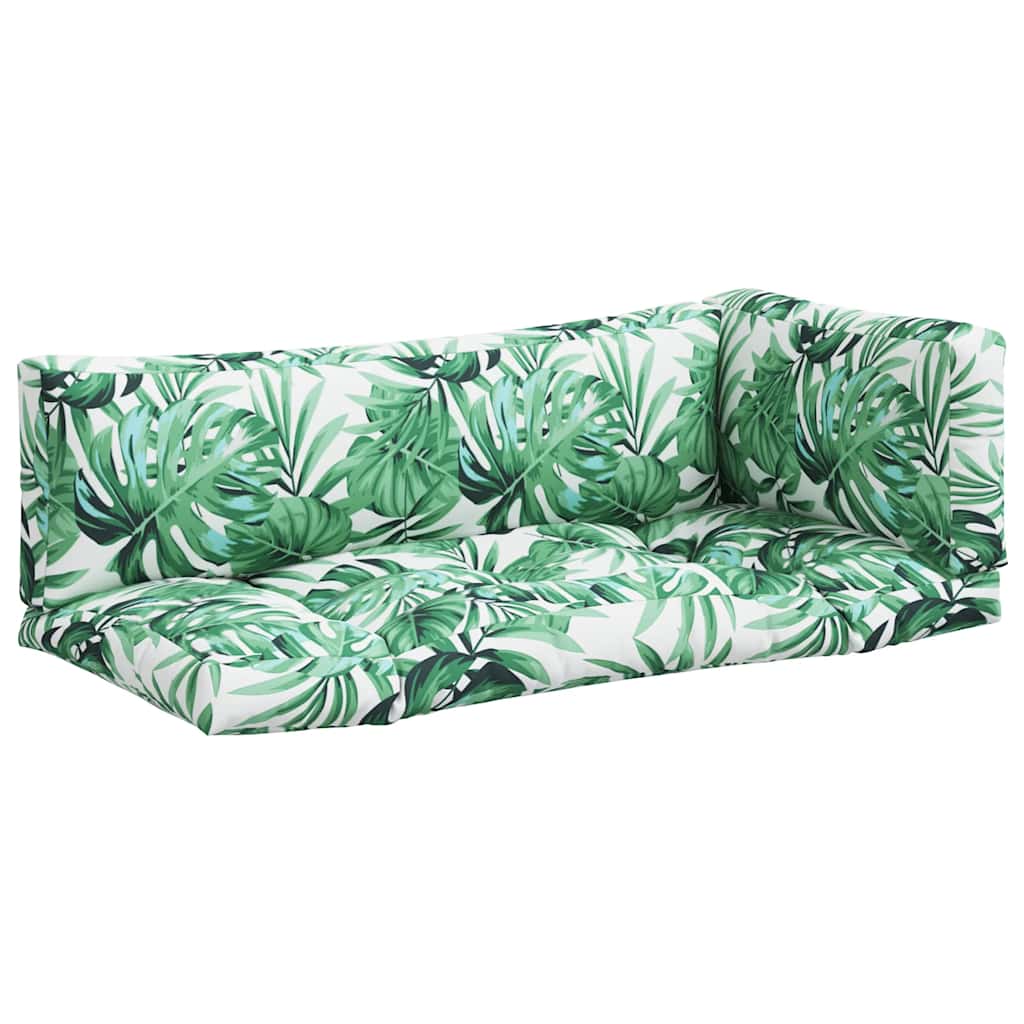 VidaXL coussins de palette 3 pcs motif de feuilles en tissu