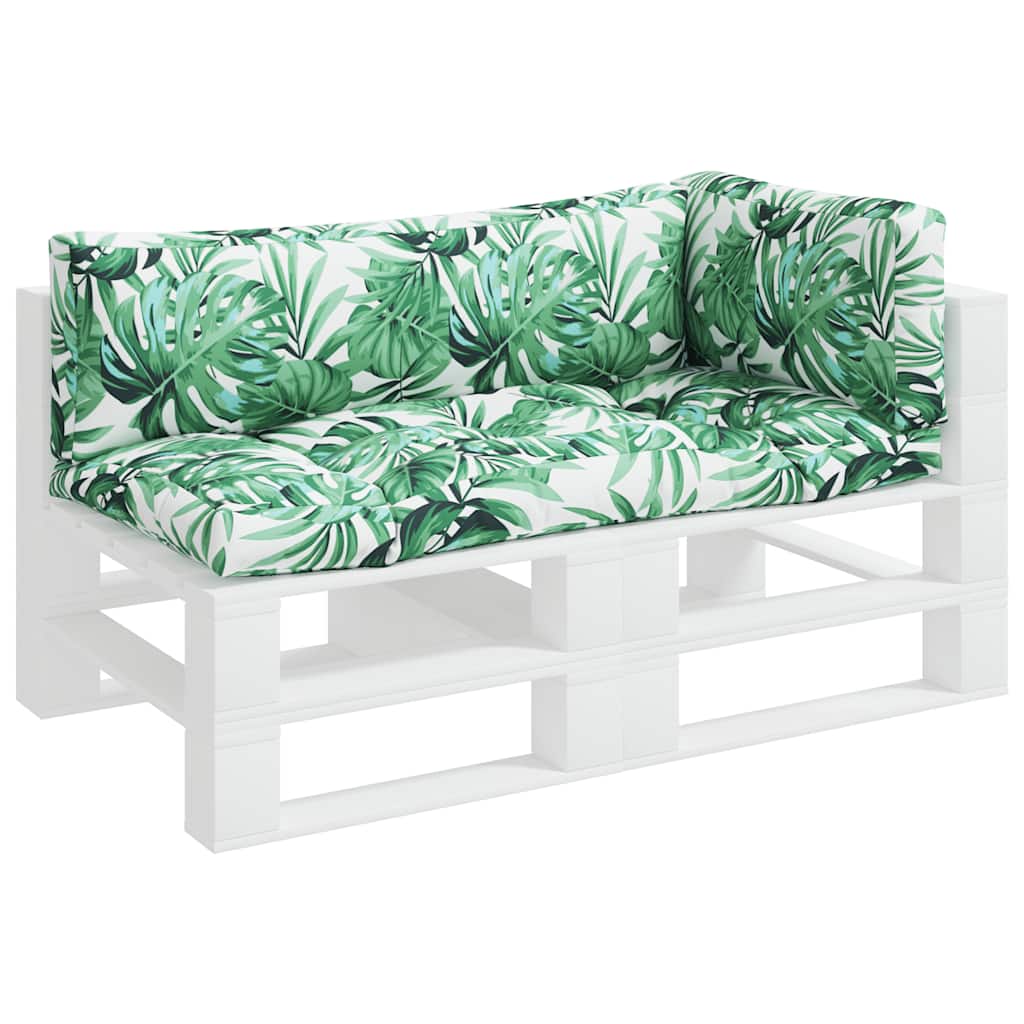 VidaXL coussins de palette 3 pcs motif de feuilles en tissu