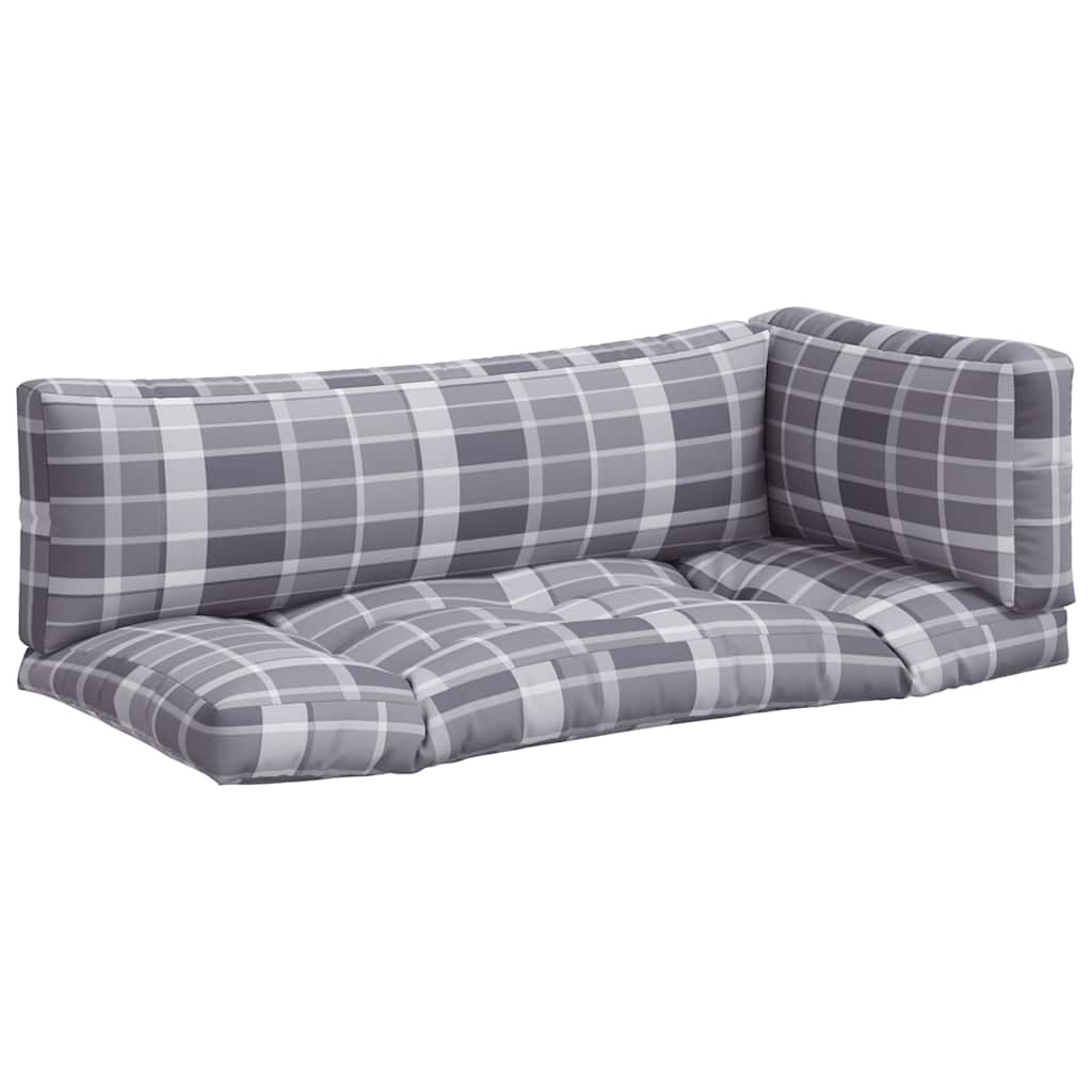 VidaXL coussins de palette 3 pcs tissu à motif losange gris