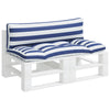 Vidaxl Pallet Cushions 3 Stripped Oxford tissu blanc et bleu