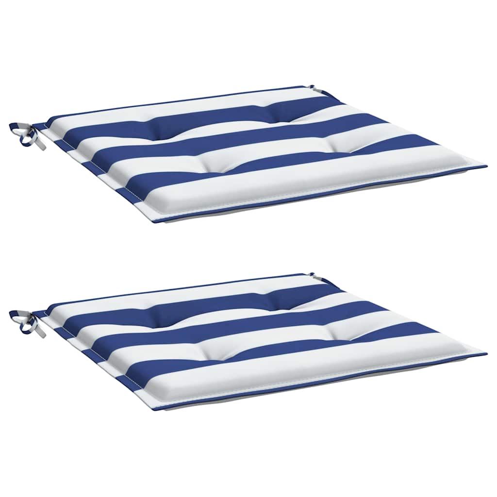 Vidaxl Garden Chair Cushions 2 Stripped 40x40x3 cm tissu blanc et bleu