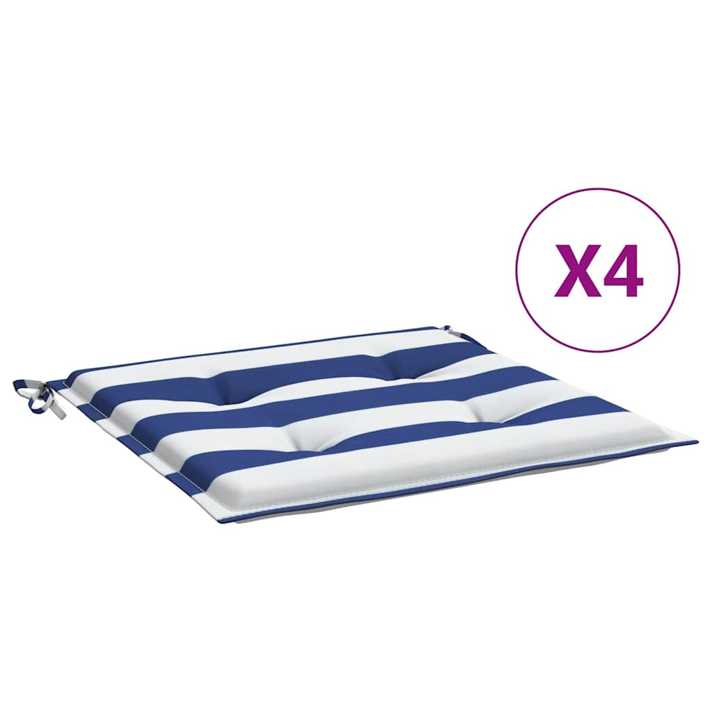 Coussins de chaise de jardin vidaxl 4 strippe 40x40x3 cm tissu blanc et bleu