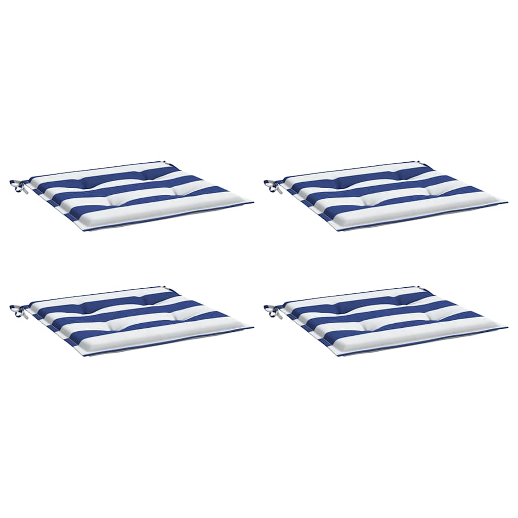 Coussins de chaise de jardin vidaxl 4 strippe 40x40x3 cm tissu blanc et bleu