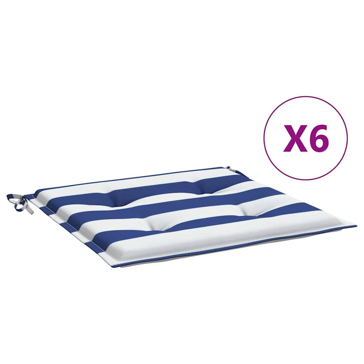 Coussins de chaise de jardin vidaxl 6 étroites 40x40x3 cm tissu blanc et bleu