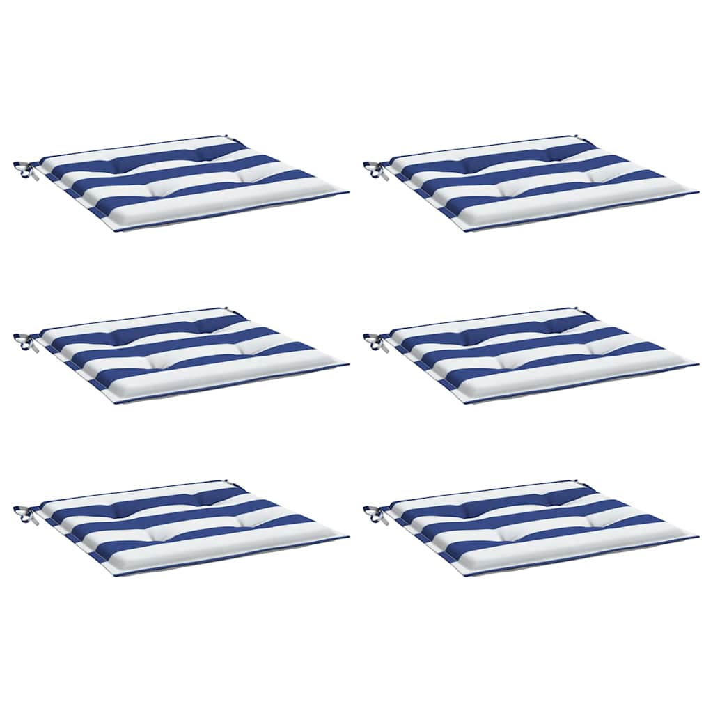 Coussins de chaise de jardin vidaxl 6 étroites 40x40x3 cm tissu blanc et bleu