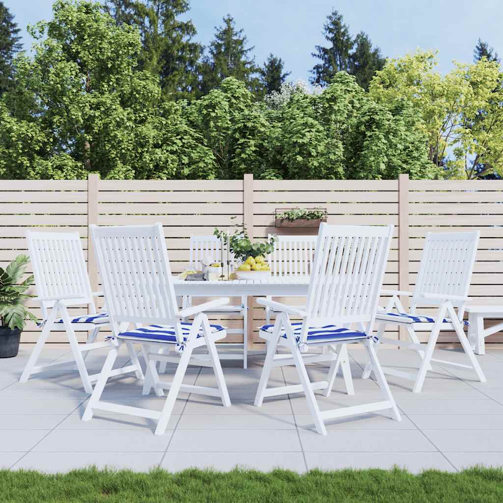 Coussins de chaise de jardin vidaxl 6 étroites 40x40x3 cm tissu blanc et bleu