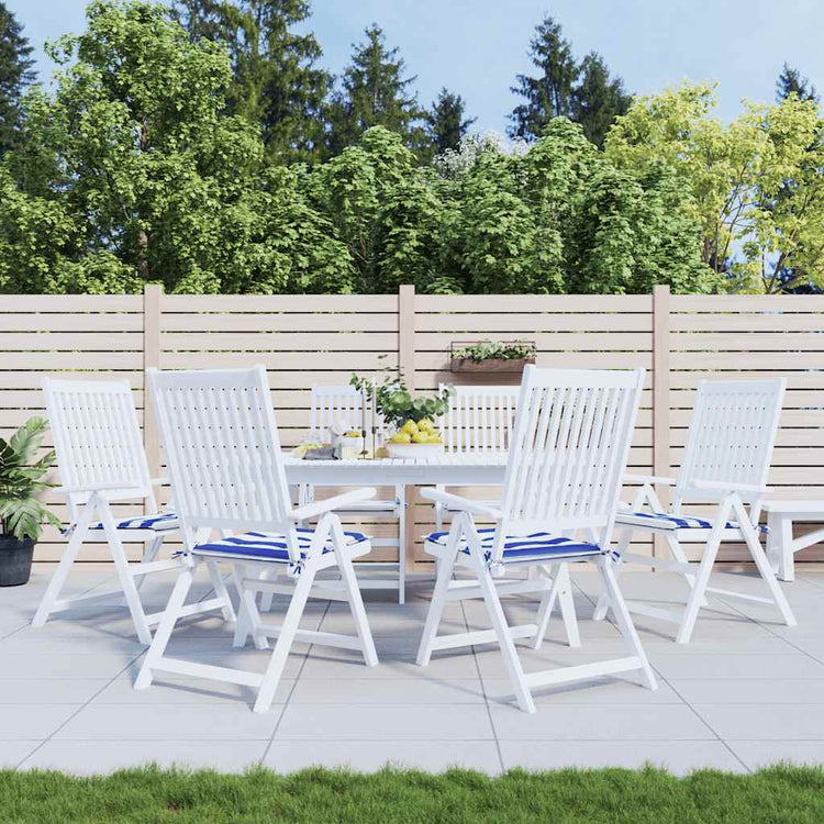 Coussins de chaise de jardin vidaxl 6 étroites 40x40x3 cm tissu blanc et bleu