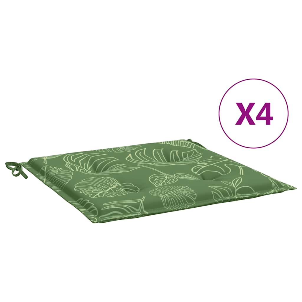 Coussins de chaise vidaxl 4 pcs motifs de feuilles 40x40x3 cm tissu