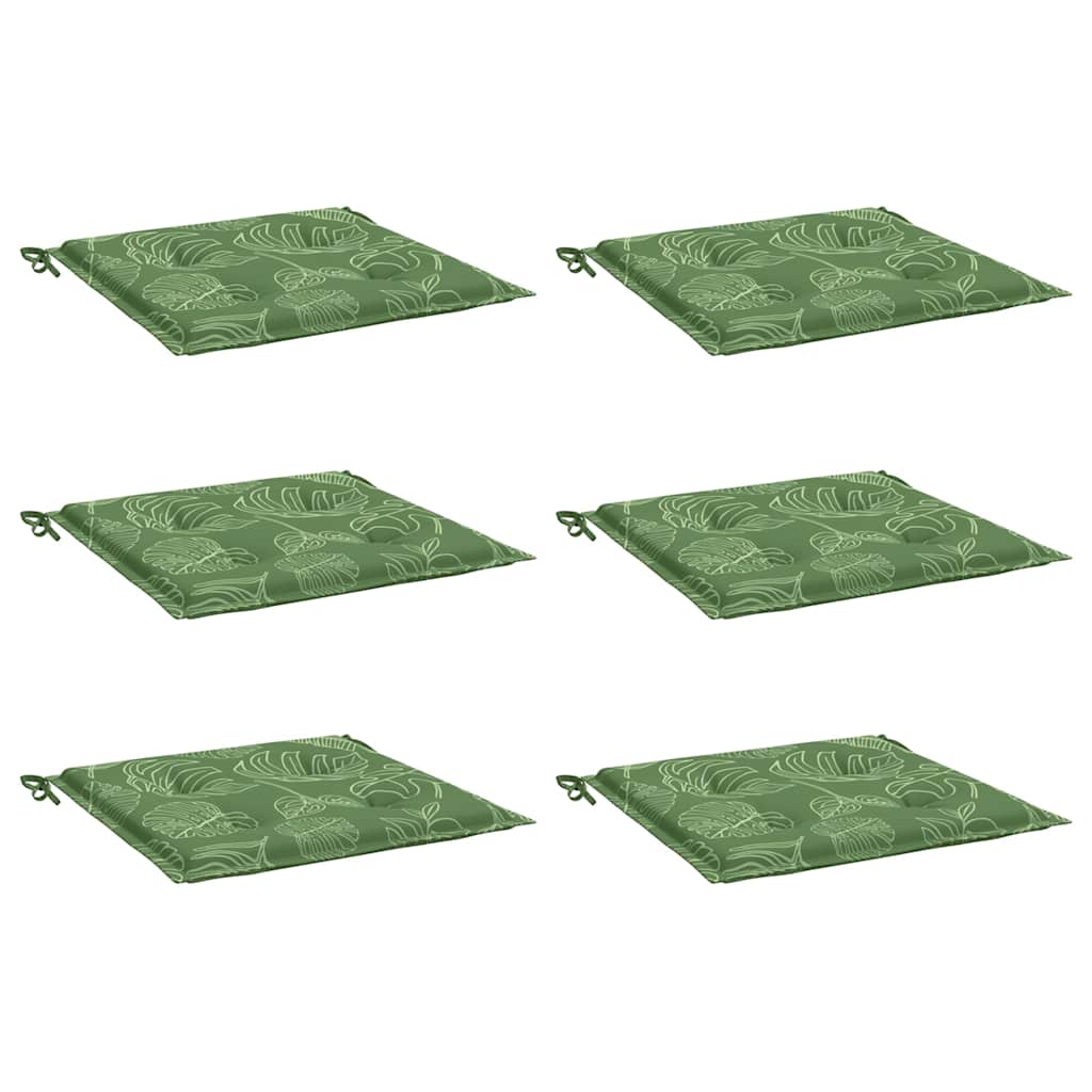 Coussins de chaise vidaxl 6 pcs motifs de feuilles 40x40x3 cm tissu