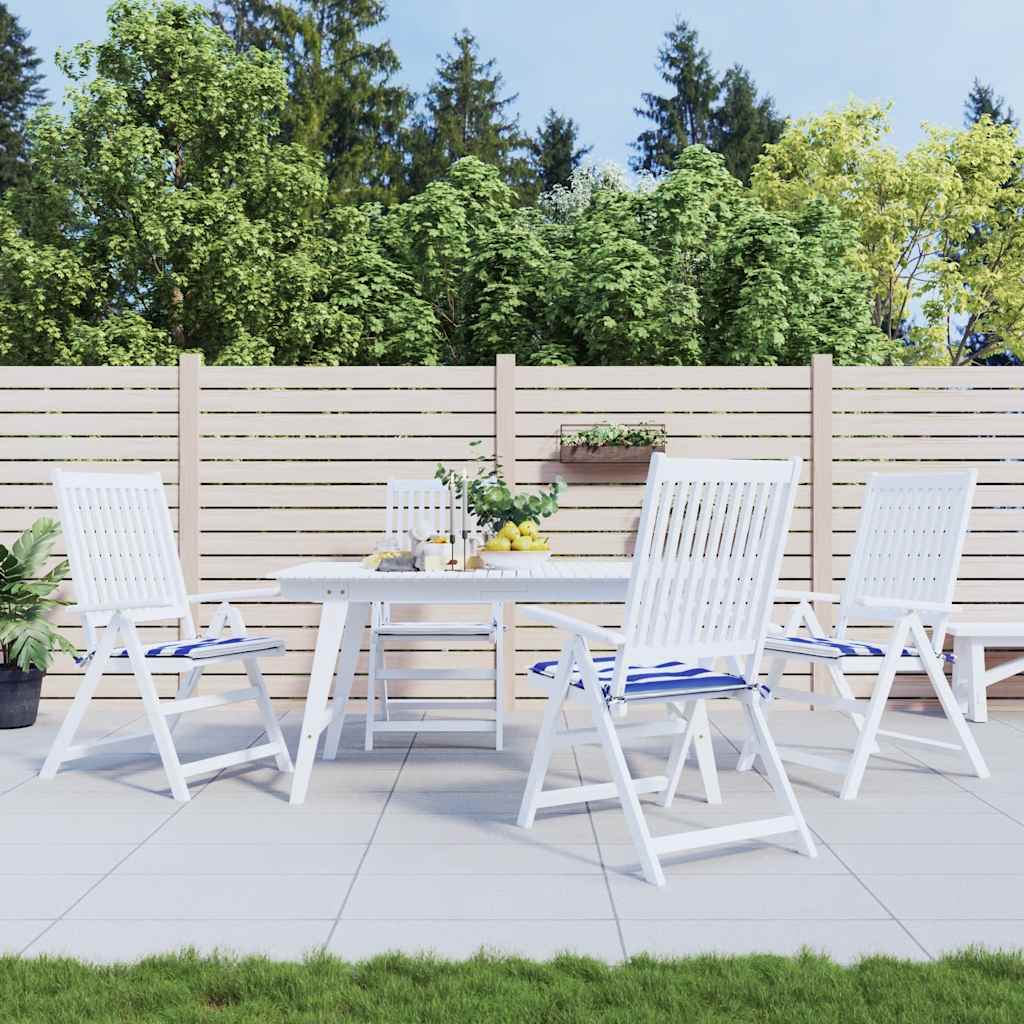 Coussins de chaise de jardin vidaxl 4 strippe 50x50x3 cm tissu blanc et bleu