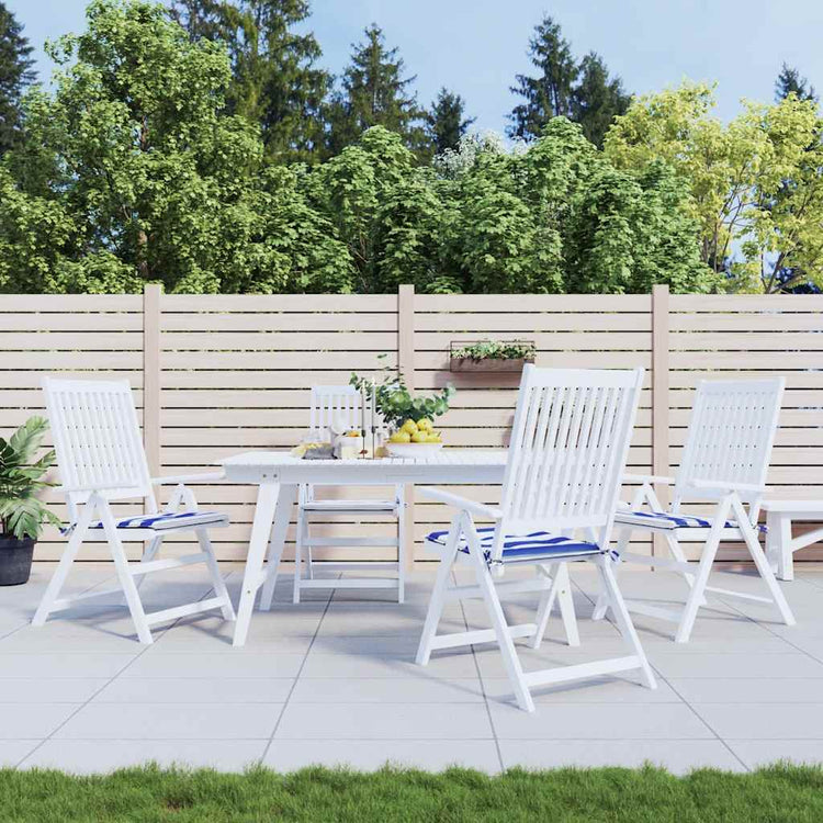 Coussins de chaise de jardin vidaxl 4 strippe 50x50x3 cm tissu blanc et bleu