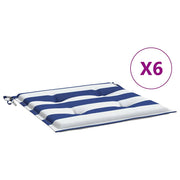 Coussins de chaise de jardin vidaxl 6 étroites à rayures 50x50x3 cm tissu blanc et bleu - afbeelding 2
