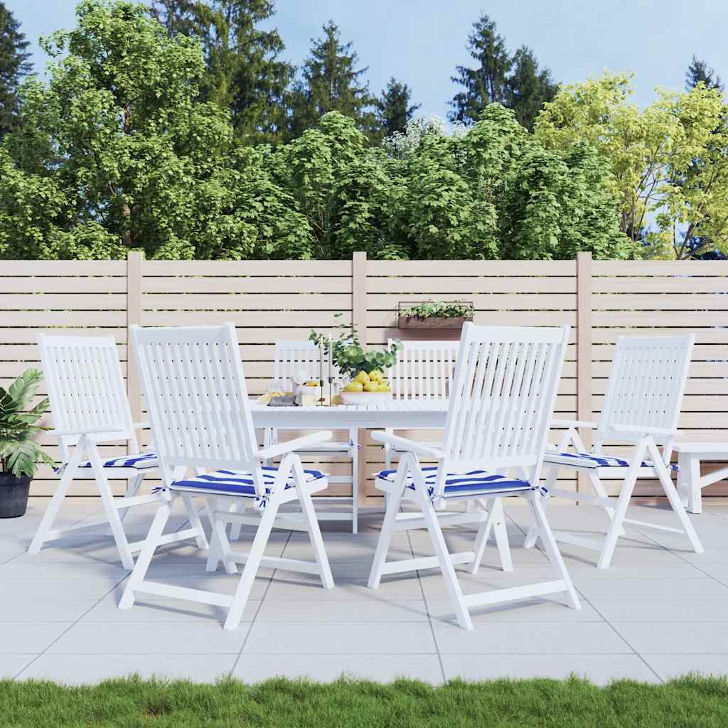 Coussins de chaise de jardin vidaxl 6 étroites à rayures 50x50x3 cm tissu blanc et bleu