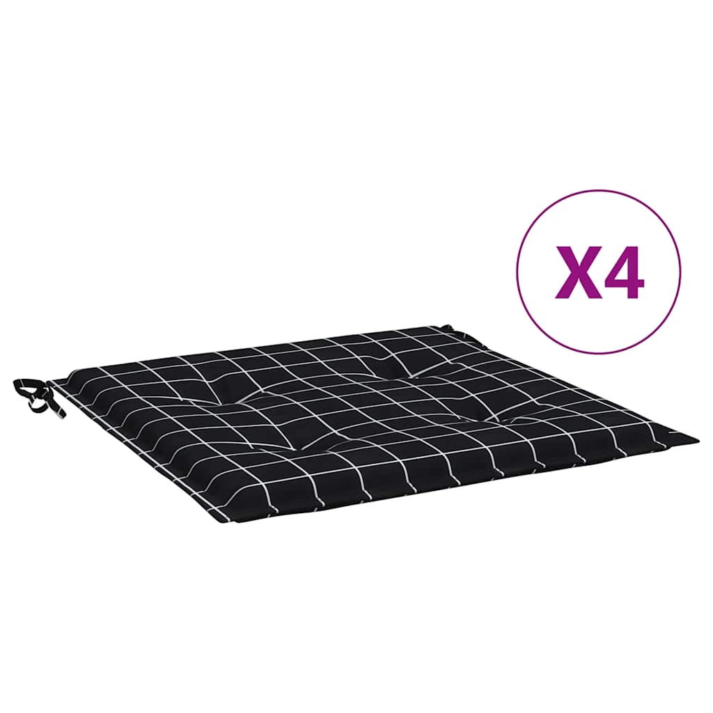 Coussins de chaise de jardin vidaxl 4 stedcarn motif 50x50x3 cm tissu noir