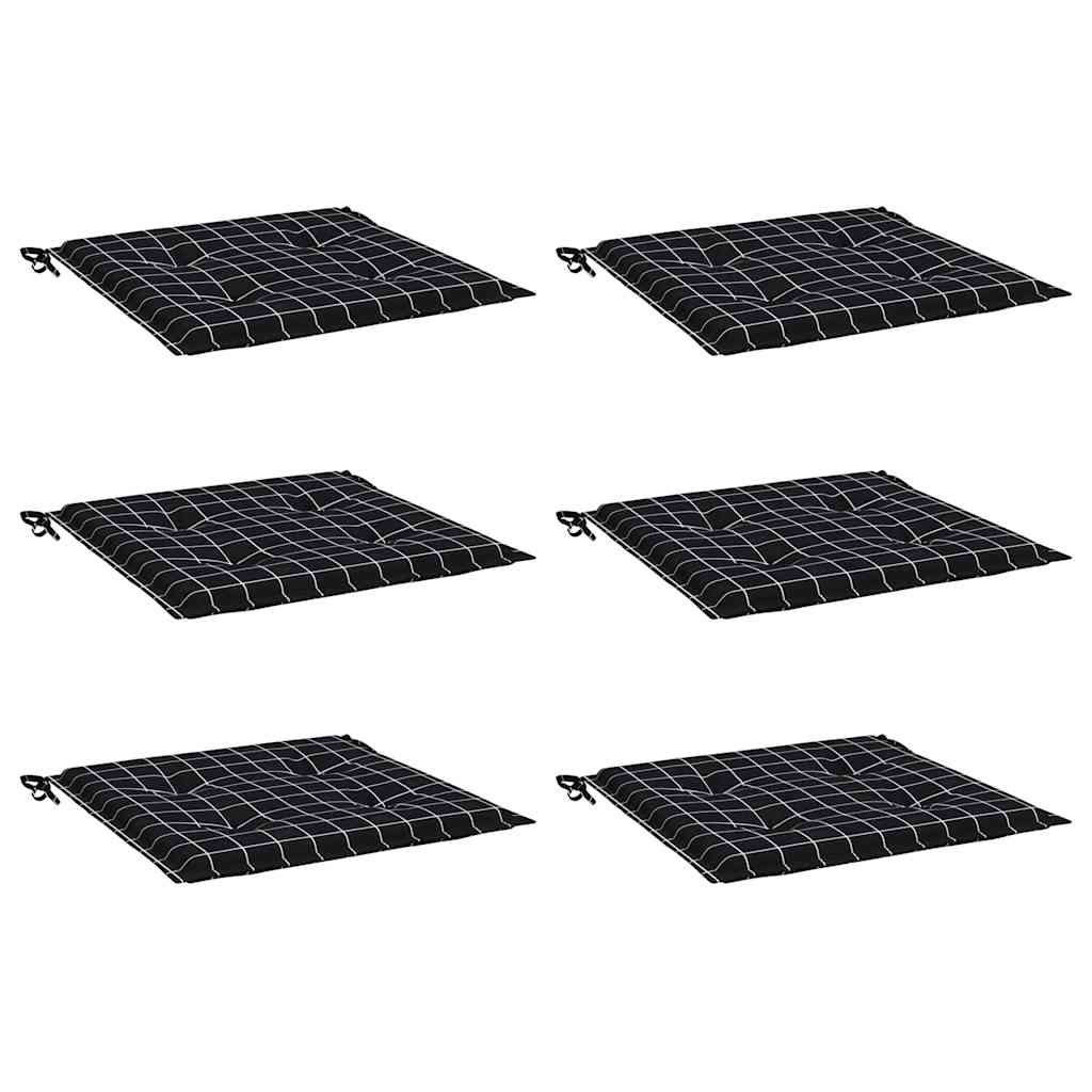 Coussins de chaise de jardin vidaxl 6 stedcarn motif 50x50x3 cm tissu noir