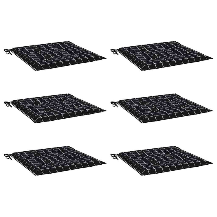 Coussins de chaise de jardin vidaxl 6 stedcarn motif 50x50x3 cm tissu noir