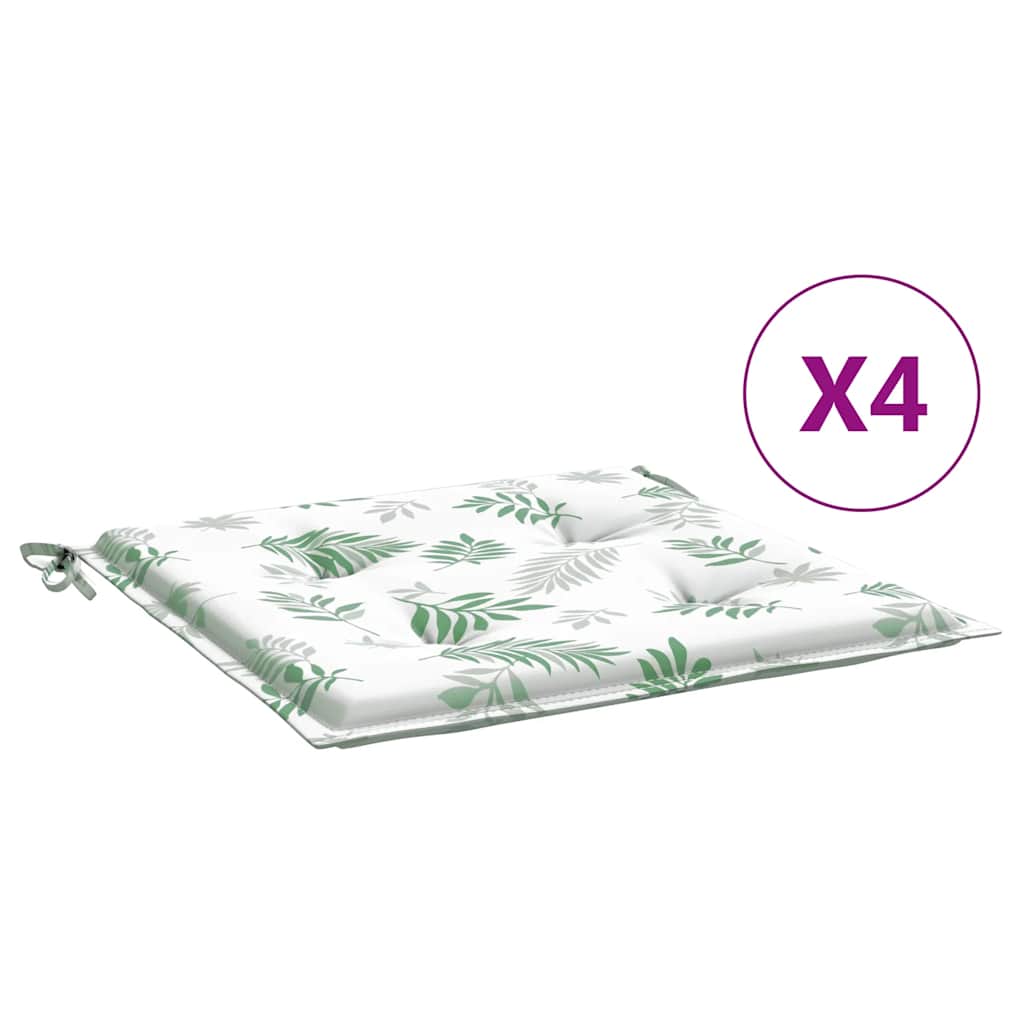 Coussins de chaise de jardin vidaxl 4 pcs motifs de feuilles 50x50x3 cm tissu