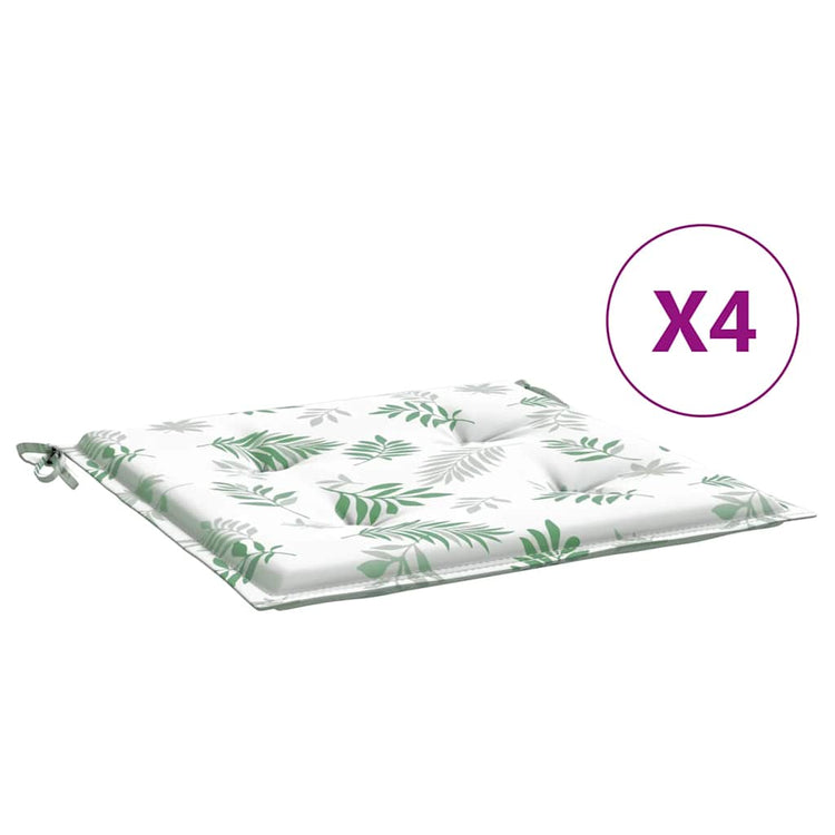 Coussins de chaise de jardin vidaxl 4 pcs motifs de feuilles 50x50x3 cm tissu