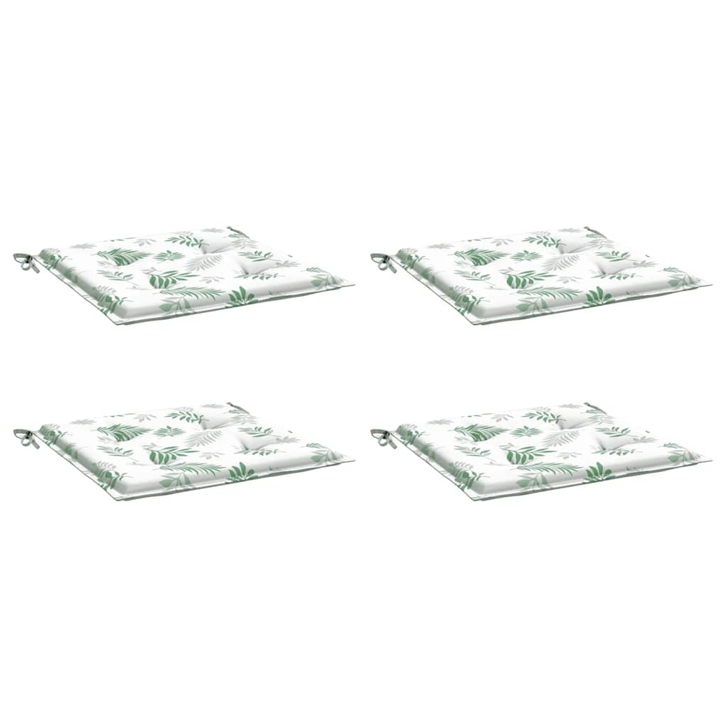 Coussins de chaise de jardin vidaxl 4 pcs motifs de feuilles 50x50x3 cm tissu