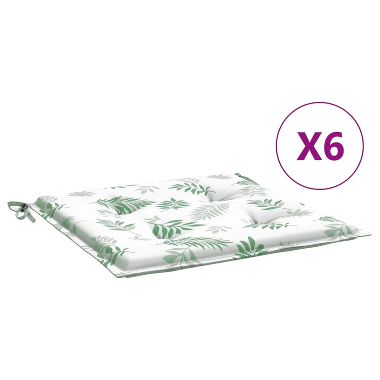 Coussins de chaise vidaxl 6 pcs motifs de feuilles 50x50x3 cm tissu
