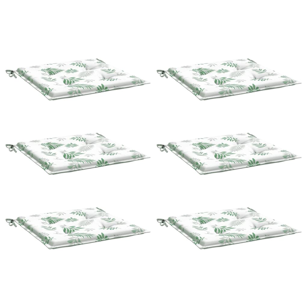 Coussins de chaise vidaxl 6 pcs motifs de feuilles 50x50x3 cm tissu