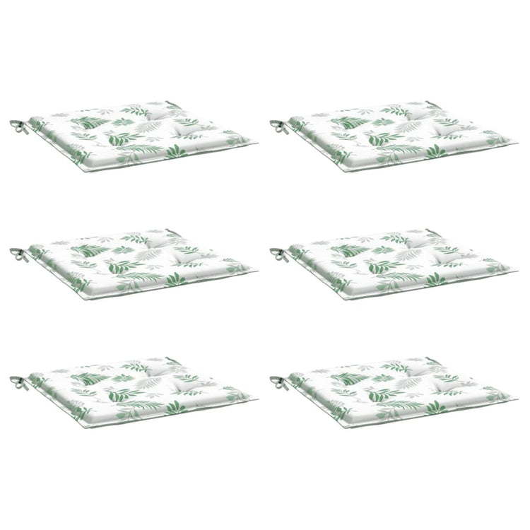 Coussins de chaise vidaxl 6 pcs motifs de feuilles 50x50x3 cm tissu