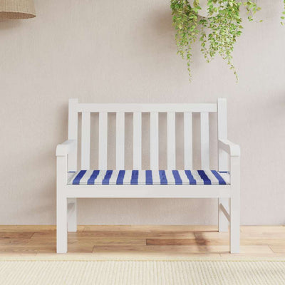 Vidaxl Garden Banc Cushion Striped 120x50x3 cm Oxford Fabric blanc et bleu