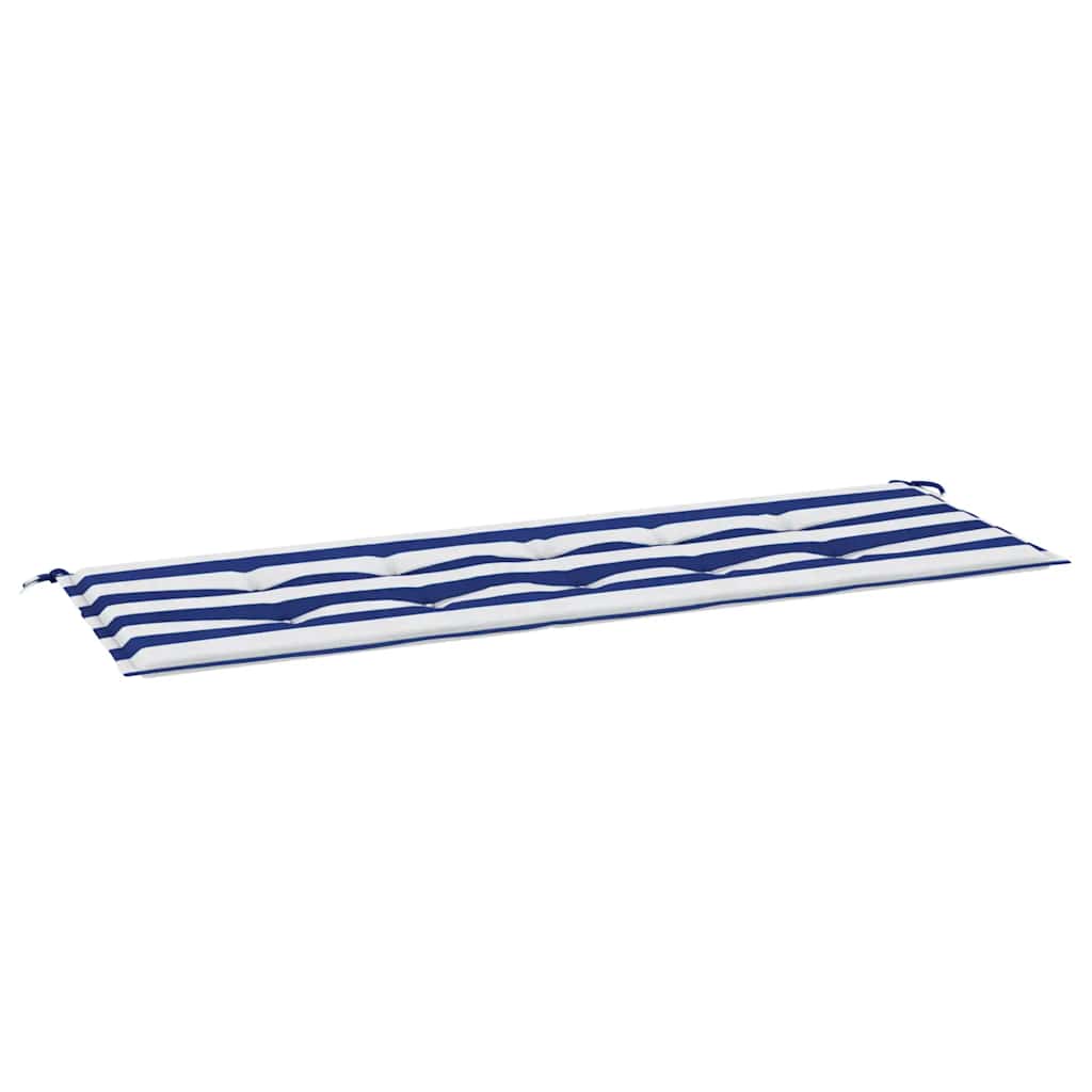 Vidaxl Garden Banc Cushion Striped 150x50x3 cm Oxford tissu blanc et bleu