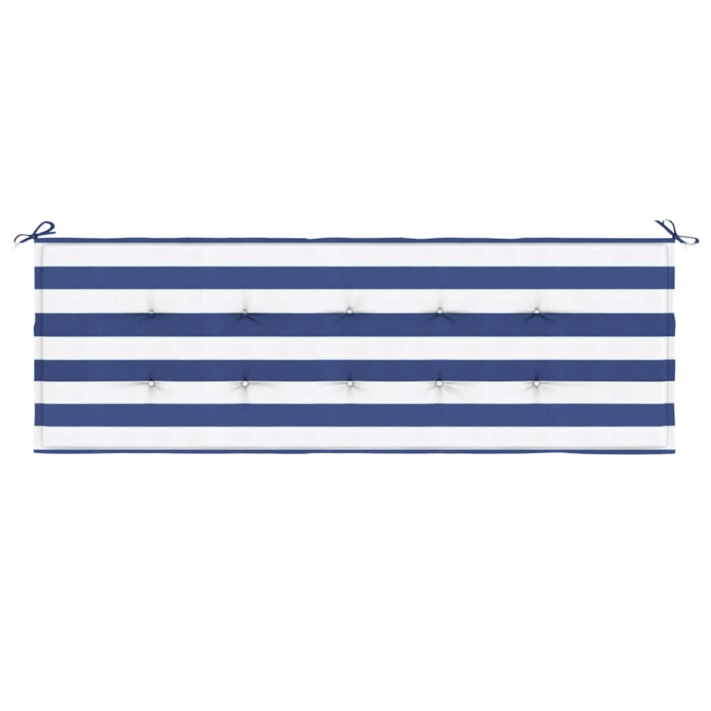 Vidaxl Garden Banc Cushion Striped 150x50x3 cm Oxford tissu blanc et bleu