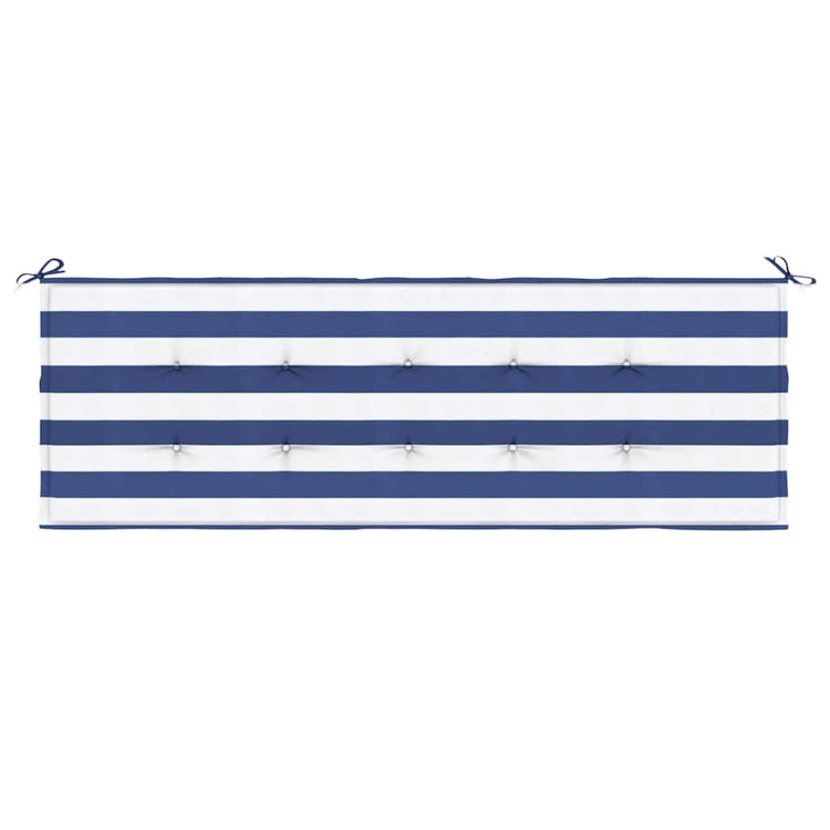 Vidaxl Garden Banc Cushion Striped 150x50x3 cm Oxford tissu blanc et bleu
