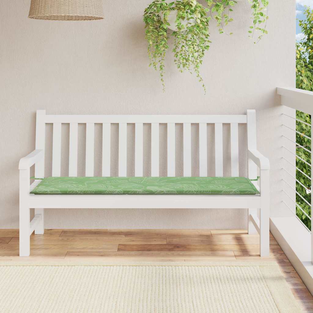 Vidaxl jardin banc coussin 150x50x3 cm motif de feuille de tissu oxford