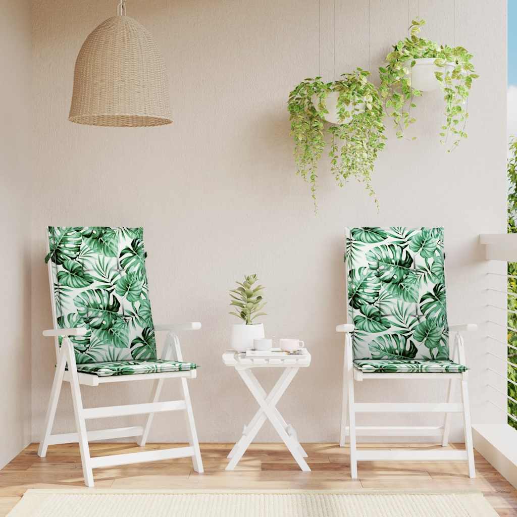 Coussins de chaise vidaxl 2 st tissu de motif de feuille arrière haut